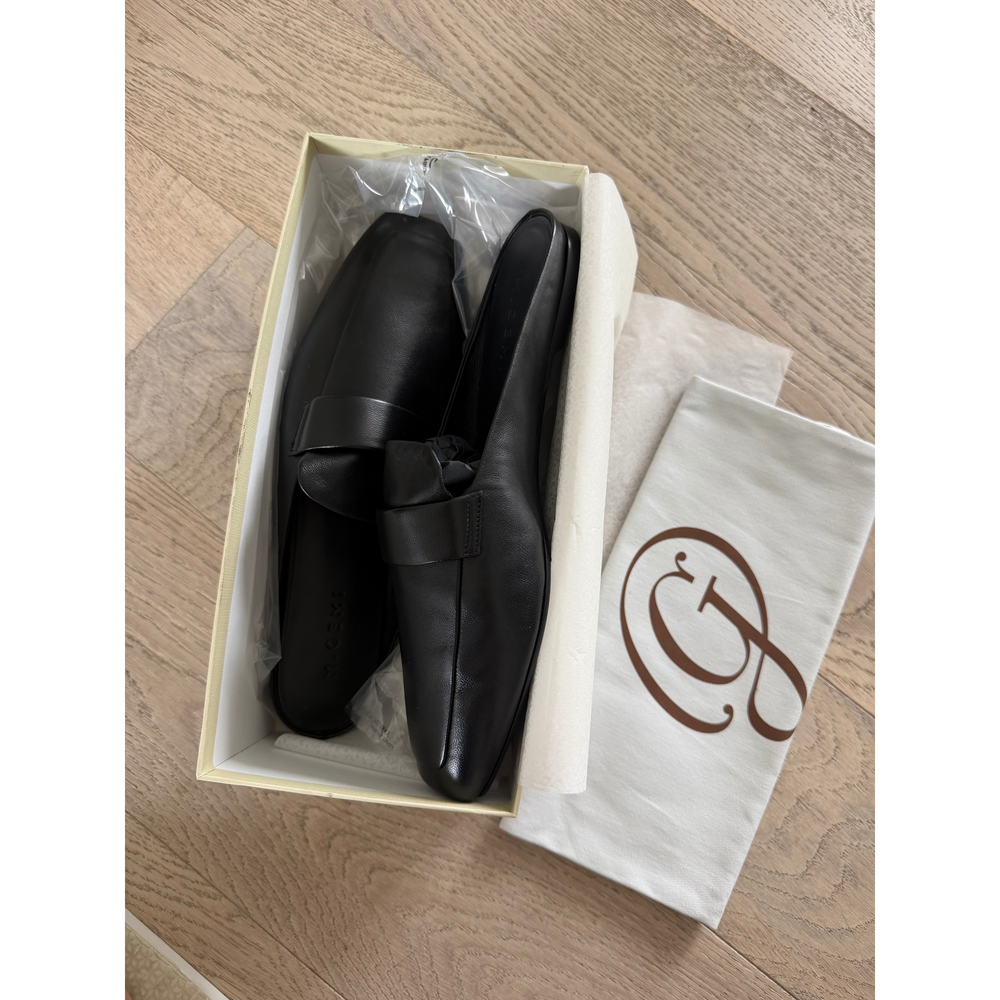M.Gemi Black Leather Mules Loafers - Picture 5 of 7